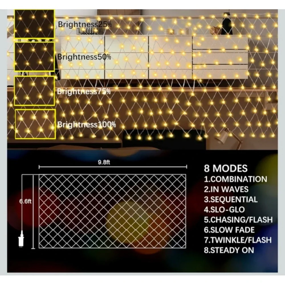 SANKUU 9.8ft 200 LED Net Lights Outdoor Christmas Holiday Garden Bush Warm White